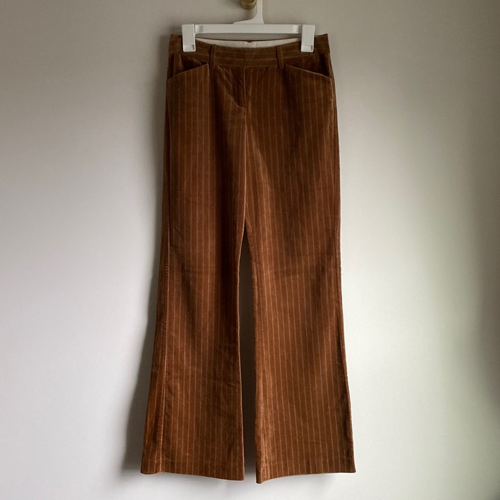 Velvet Pinstripe Wide Leg Pants